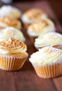 Cupcake, dessert closeup and bakery presentation, food and confectionery with sweet baked goods. Luxury snack, frosting