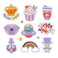 Cupcake, Dog, Rainbow And Others Bright Hipster Stickers