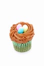 Cupcake with Easter eggs on top Royalty Free Stock Photo