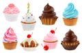 Cupcake, fairy cake. 3d vector icon set Royalty Free Stock Photo