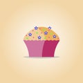 Cupcake flat icon, vector illustration Royalty Free Stock Photo