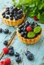 Cupcake with fresh blueberry and raspberry Royalty Free Stock Photo