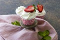 Cupcake with fresh strawberries. Royalty Free Stock Photo