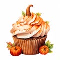 Cupcake Frosting Pumpkins Sticker Illustration Royalty Free Stock Photo