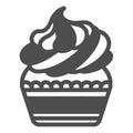 Cupcake frosting, whipped cream, buttercream solid icon, pastry concept, muffin vector sign on white background, glyph