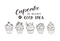 Hand drawn cupcakes Royalty Free Stock Photo