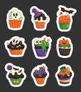 Cupcake halloween holiday. Sticker Bookmark