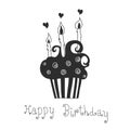 Cupcake hand drawn happy birthday