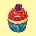 Cupcake hand drawn vector illustration isolated Royalty Free Stock Photo