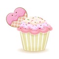 Cupcake and Heart Wafer cookies