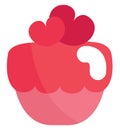 Cupcake with hearts, icon