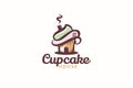 cupcake house logo with a combination of a cupcake and a house