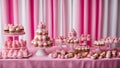 cupcake with icing A festive photo of a dessert table with various sweets and treats.