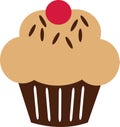 Cupcake icon with cream and sprinkles