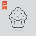 Cupcake icon in flat style isolated on grey background