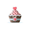 Cupcake icon with hearts decoration. Valentine sweet dessert Royalty Free Stock Photo