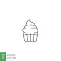 Cupcake icon line. simple birthday cake. tasty muffin cream cake