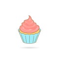 Cupcake icon with pink cream