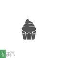 Cupcake icon solid. simple birthday cake. tasty muffin cream cake