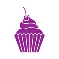 Cupcake icon vector. Cake illustration sign. Sweet symbol or logo.