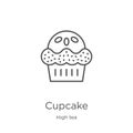 cupcake icon vector from high tea collection. Thin line cupcake outline icon vector illustration. Outline, thin line cupcake icon Royalty Free Stock Photo