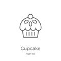 cupcake icon vector from high tea collection. Thin line cupcake outline icon vector illustration. Outline, thin line cupcake icon Royalty Free Stock Photo