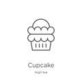 cupcake icon vector from high tea collection. Thin line cupcake outline icon vector illustration. Outline, thin line cupcake icon Royalty Free Stock Photo