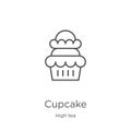 cupcake icon vector from high tea collection. Thin line cupcake outline icon vector illustration. Outline, thin line cupcake icon Royalty Free Stock Photo