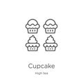 cupcake icon vector from high tea collection. Thin line cupcake outline icon vector illustration. Outline, thin line cupcake icon Royalty Free Stock Photo