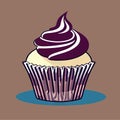 Cupcake icon. Version cupcake vector icon on colored background. Small cake Royalty Free Stock Photo