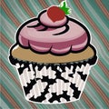 Cupcake icon. Version cupcake vector icon on colored background. Small cake Royalty Free Stock Photo
