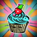 Cupcake icon. Version cupcake vector icon on colored background. Small cake Royalty Free Stock Photo