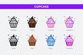 Cupcake icons in different style. Cupcake icons set. Holiday symbol. Different style icons set. Vector illustration Royalty Free Stock Photo