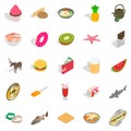 Cupcake icons set, isometric style