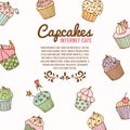 Cupcake illustration. Bakery background.