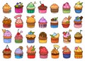 Cupcake isolated color set icon. Vector illustration muffin on white background. Vector color set icon cupcake Royalty Free Stock Photo