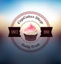 Cupcake label with laurel wreath and banner