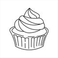 Cupcake line art coloring book element bakery