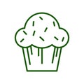 Cupcake linear icon. Thin line illustration. Muffin contour symbol