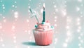 Cupcake with a lit candle Royalty Free Stock Photo