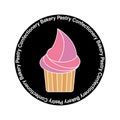 Cupcake logo, sticker, banner for confectionery, pastry, bakery shop