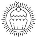 Cupcake logo. Thin line sweet pastry icon