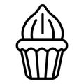 Cupcake meringue icon, outline style