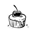 Cupcake or muffin hand drawn vector illustration