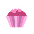 Cupcake or muffin with hearts. Wedding and valentine day concept. Vector Royalty Free Stock Photo