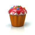 Cupcake or muffin with red cream Royalty Free Stock Photo