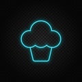 cupcake neon icon. Blue and yellow neon vector icon