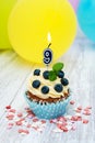 Cupcake with a numeral nine candle