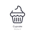 cupcake outline icon. isolated line vector illustration from kitchen 2 collection. editable thin stroke cupcake icon on white