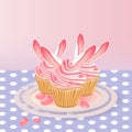 cupcake with pink icing. Happy Easter. Royalty Free Stock Photo